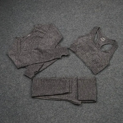 Sexy Seamless Knitted Yoga Sportswear Set Women's Quick Dry Tight Fitness Clothes Set Comfortable High-End Sensation