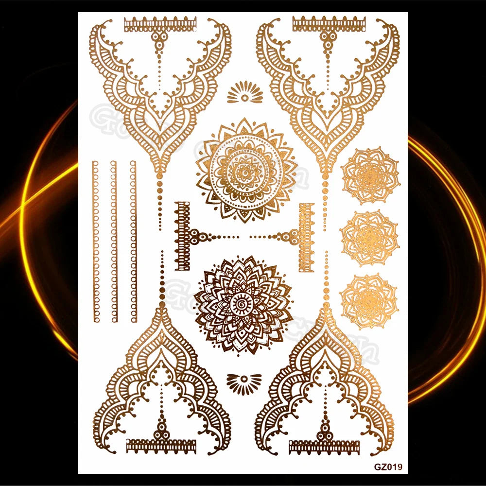 1PC Summer Style Men Women Body Art Gold Metallic Tattoo Sticker HYS-101 Chain Bracelet Fake Jewelry Waterproof Temporary Tattoo