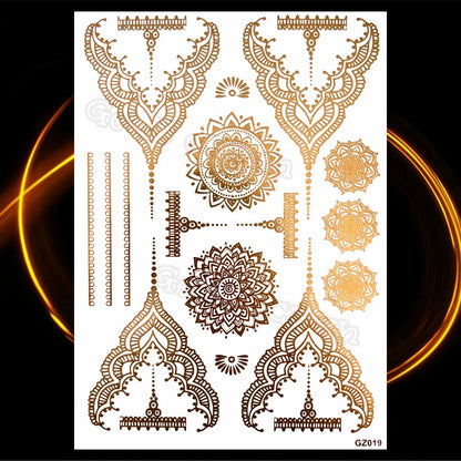 1PC Summer Style Men Women Body Art Gold Metallic Tattoo Sticker HYS-101 Chain Bracelet Fake Jewelry Waterproof Temporary Tattoo