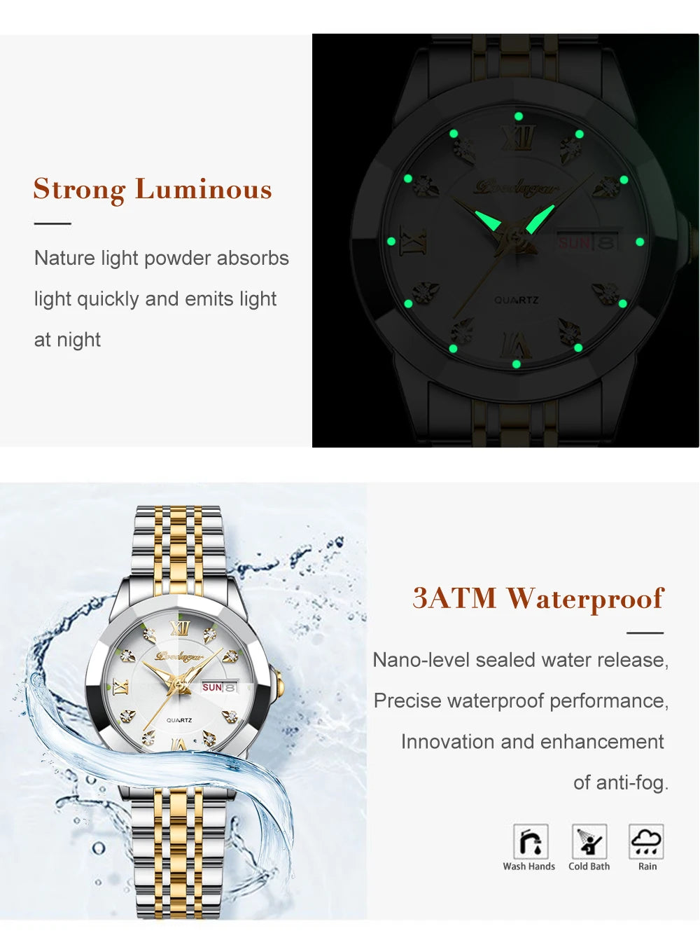 POEDAGAR Top Luxury Woman's Quartz Watch Waterproof Luminous Date Week Ladies Casual Watch Stainless Steel Elegant Women Watches.