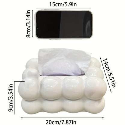 Chic Cloud-Shaped Tissue Holder Decorative Desktop Organizer for Living Room Durable Plastic Napkin Dispenser with Storage Box.