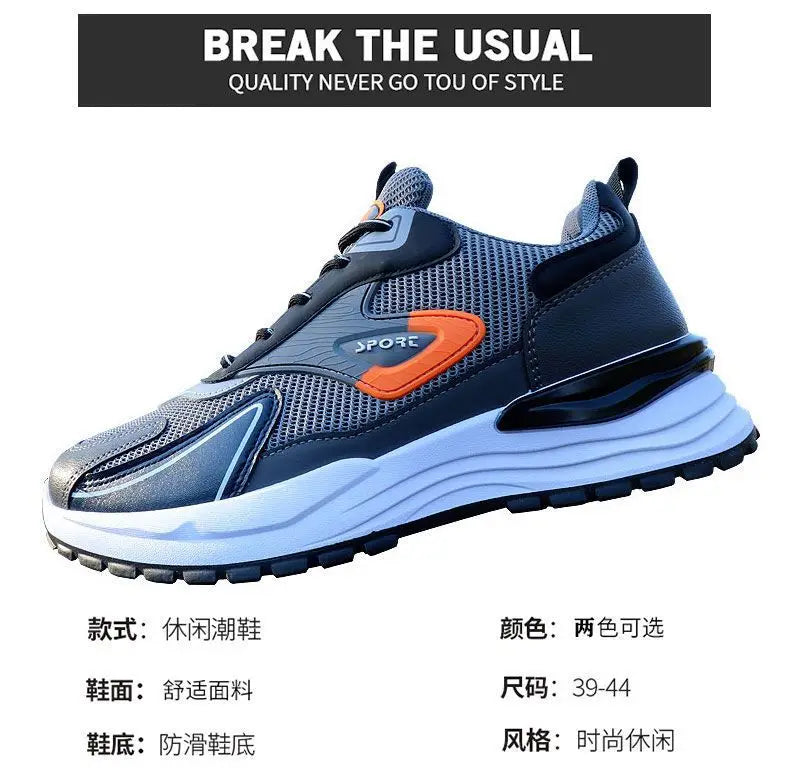 Herren-Laufschuhe, Frühlings- und Sommer-Mesh-Papa-Schuhe mit dicken Sohlen, trendige, lässige Outdoor-Sportschuhe.