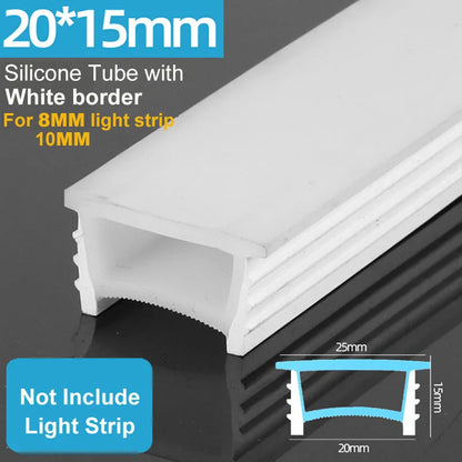 1M-10M Embedded LED Neon Rope Tube Black White Soft Recessed Silicone Diffuser Channel For 5050 COB Flexible Ribbon Strip Light