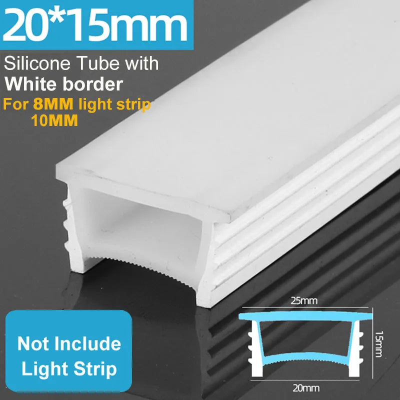 1-5M Recessed White Silicone Tube Border Led Neon Flexible Channel Holder Easy Install Waterproof Dustproof DIY Special-shaped.