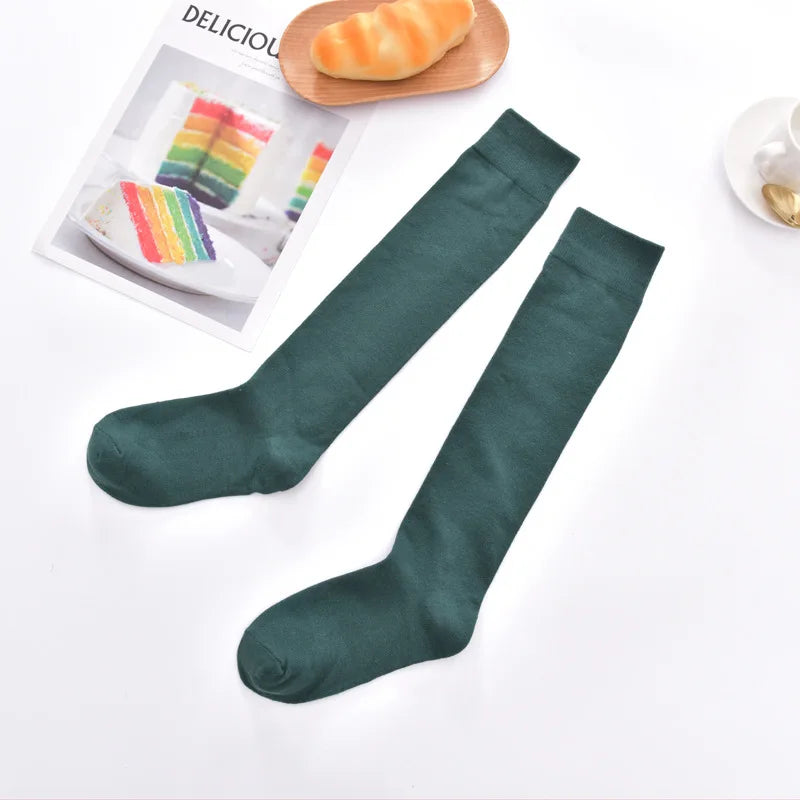 Cotton Spring Autumn Women Knee High Soild Color Socks Ladies Girl School Party Street Dancing Winter Knee Warm Sock For Women