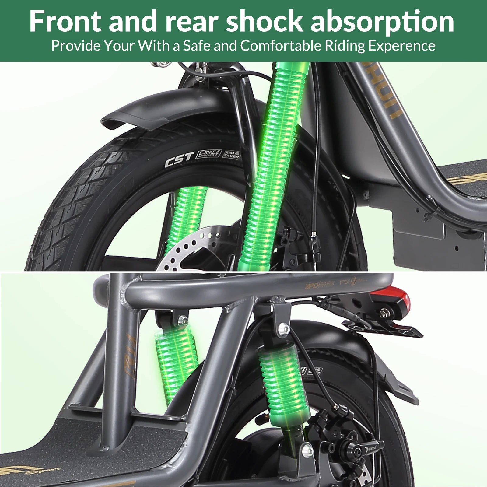 K14 Electric Scooter 500W Peak Motor, 14'' Tires,36V 15.6Ah Battery,32km/h Max Speed,50-60km Range,350W Rated Motor, Disc Brakes.