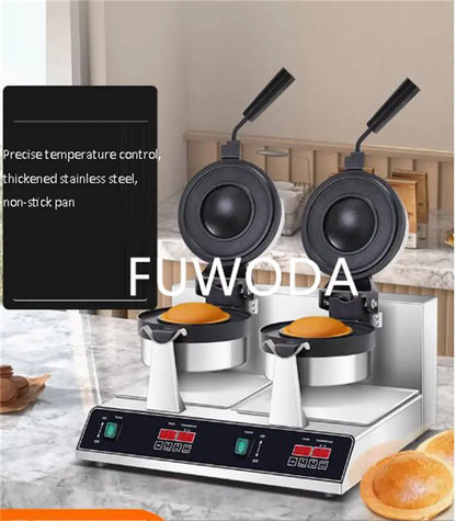 Digital Display Double-Headed UFO Burger Waffle Donut Machine Stainless Steel Hot Sale Electric Ice Cream Waffles Burger Maker.