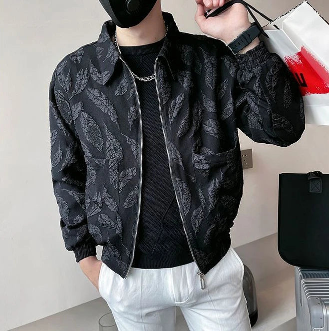 Man Coat Spring Autumn Black Jacket for Men Printed Zip V Clothing Fashion 2024 High Quality Cold Stylish Casual Luxury Designer.