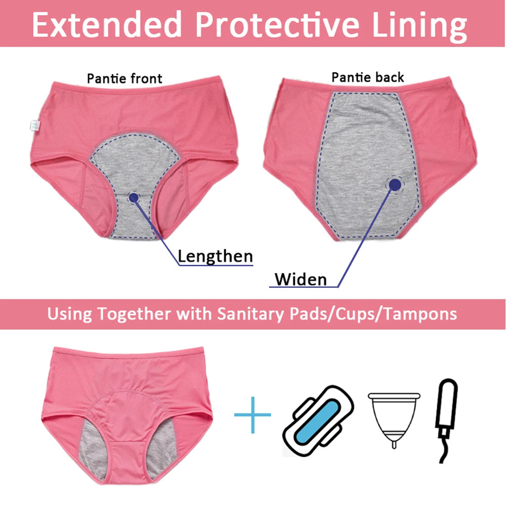 L-8XL Leak Proof Menstrual Panties 5PCS Women Period Underwear Sanitary Panties  Plus Size Physiological Waterproof Briefs.