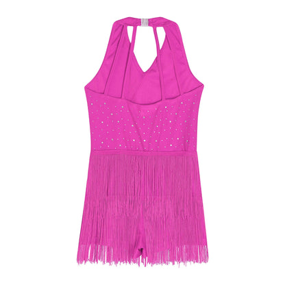 Kinder Mädchen Latin Dance Kleid Fransen Quaste Latin Dance Trikot Kostüm Ballsaal Sumba Cha-cha Tango Bühne Leistung Dancewear.