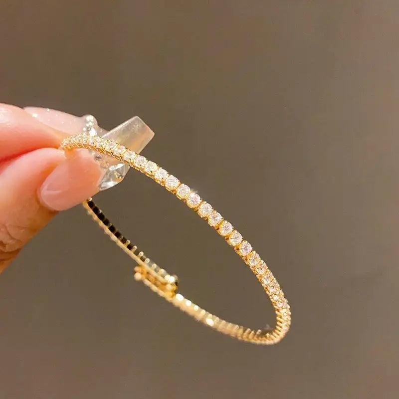 Exquisite Full Zircon Cuff Bracelets Gold Plating Copper Knot Opening Bracelet Minimalist Women's Bangle For Wedding Party