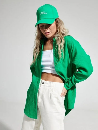 Muslin 100% Cotton Gauze Crepe For Women Shirts Blouse Turn Down Long Sleeve Single-Breasted Office Lady Loose Top Blusas Mujer