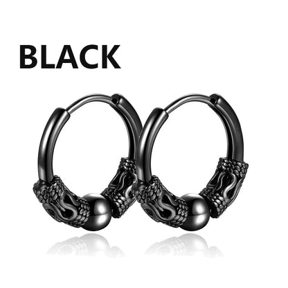 1 Pairs Black Earrings Set Punk Stainless Steel Stud Earrings For Men Women Vintage Hip Hop Piercing Ear Jewelry Accessories