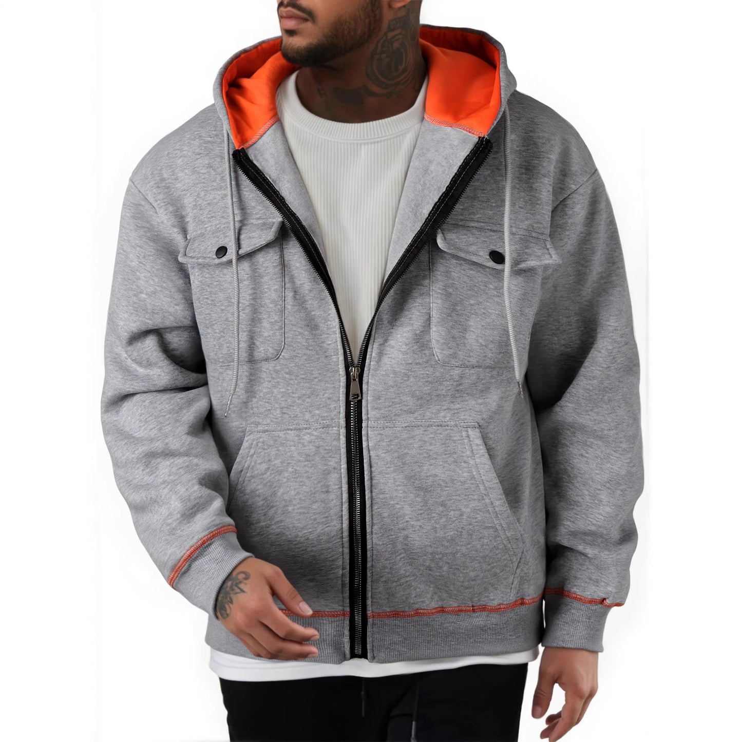 Autumn Winter Men's Fleece Warm Hooded Sweatshirt.