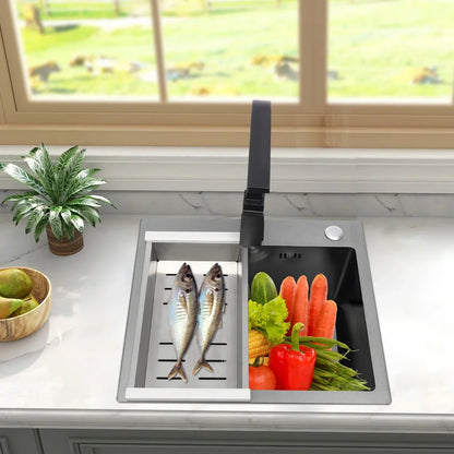 Küchenspüle aus Edelstahl 201 mit Wasserhahn, Seifenspender für Häuser, Restaurants, Wäschezimmer, Keller, 45 x 40 x 20 cm