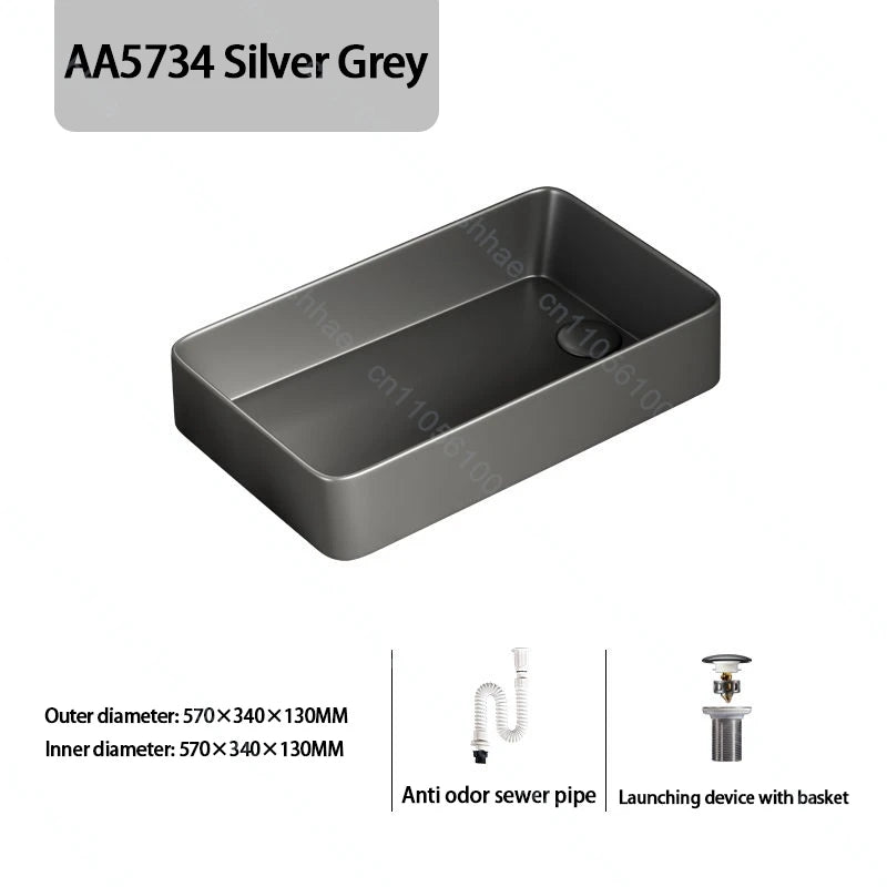 Luxuriöses Keramikgefäßwaschbecken, quadratisches Badezimmerwaschbecken, Arbeitsplatte, Kunstwaschbecken für Waschtischplatte, Keramik-Badezimmerwaschbecken für den Heimgebrauch