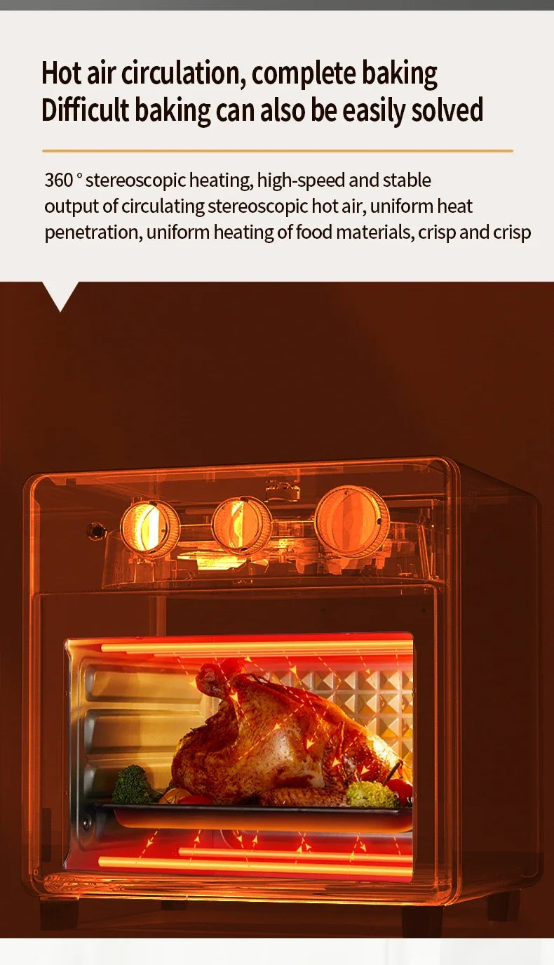 Smart air fryer oven 26L 13L Large Capacity Electric Air Fryers Visible Window Household Kitchen Deep Fryer without Oil EU 220V.