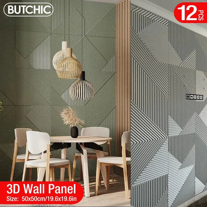 12pcs 50x50cm Stiker dinding 3d, dekorasi rumah panel dinding 3d, non-self-adhesive Kayu ukir berlian geometris potongan seni 3d