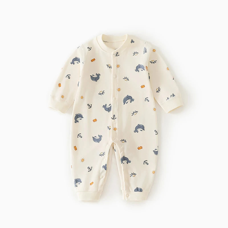 0-2Y Reine Baumwolle Langarm Neugeborenen Baby Strampler Haut-freundliche Einteilige Windel Overall Unterwäsche Infant Cartoon Homewear.