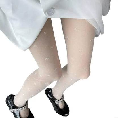 Elegant Four Leaf Jacquard Sheer Pantyhose Soft Stretchy Mesh Tights for Women.