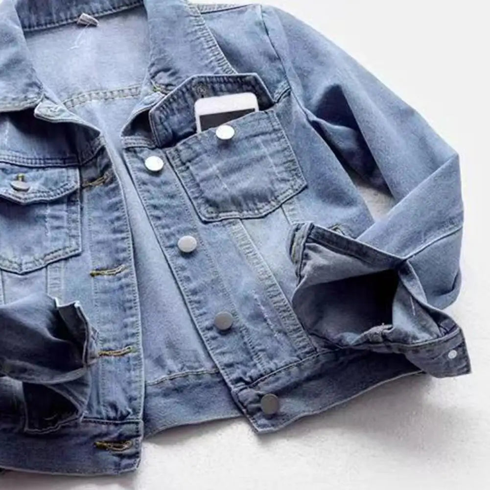 Frauen Denim Jacke einreiher Brust Klappe Tasche Jacke Langarm Dünne Kurze Mantel Retro Damen Denim Jacken Oberbekleidung.