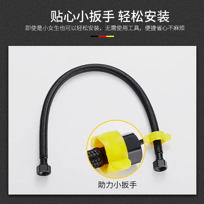 30/40/60/80cm Nylon Braided Water Inlet Hose Black Faucet Heater Pipe Toilet Connection Cold Hot Mixer Inlet Pipe Kitchen