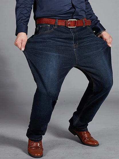 Übergroße Jeans für Herren 10XL (50 Zoll) – Stretchhose mit geradem Bein in Übergröße, Blau, große und große Streetwear, klassisches 5-Taschen-Design.
