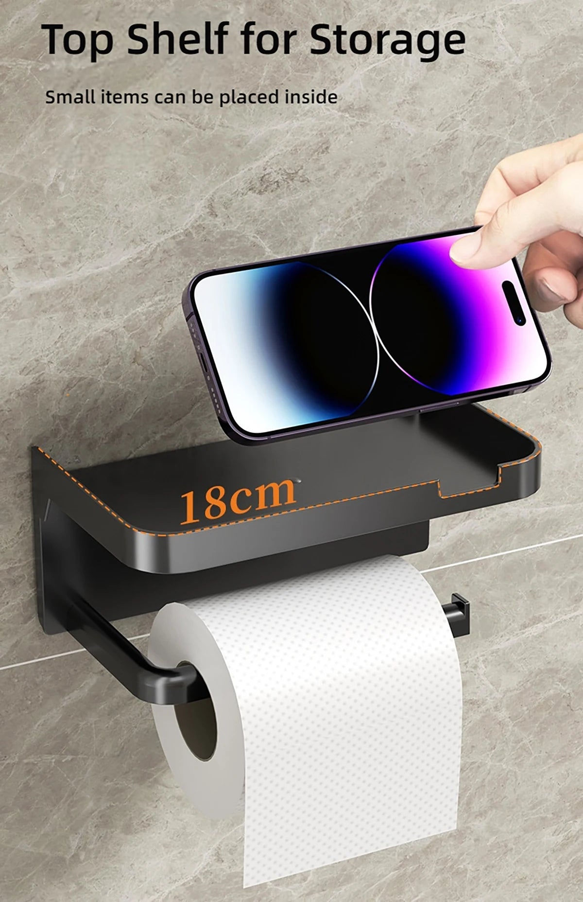 1 Stück wandmontiertes Aufbewahrungsregal, Toilettenpapierhalter, No-Punch Roll Organizer – Badezimmer-Aufbewahrungszubehör