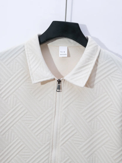 Men's Summer New Style Solid Color Knitted Short Sleeve Cardigan with Long Pants Casual Set Sporty Look from Mainland China