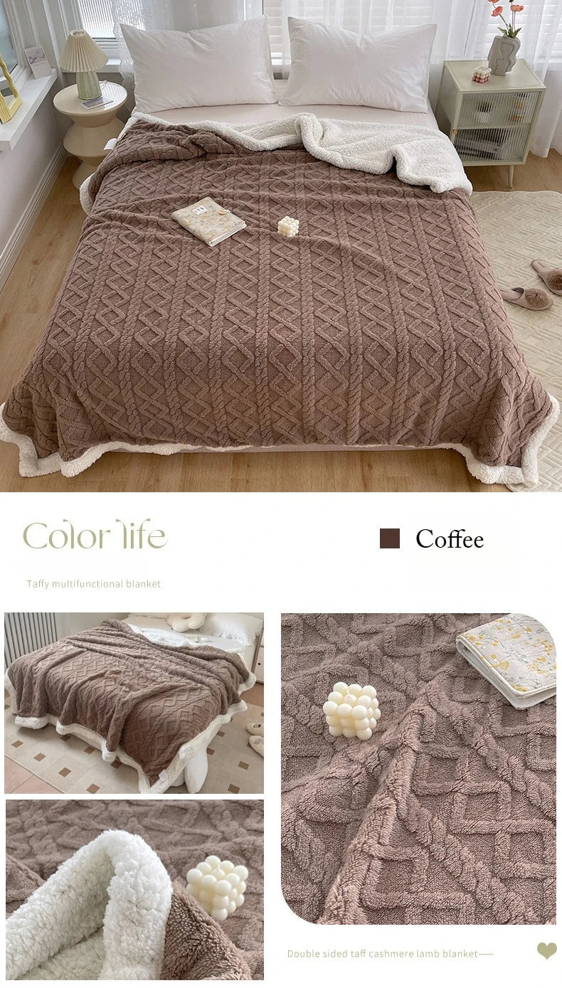 Double Layer Fleece Blanket Autumn Winter Thick Warm Office Nap Throw Blankets for Sofa Bed Single Double Soft Plush Comforter