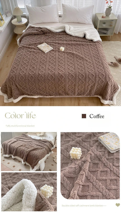 Double Layer Fleece Blanket Autumn Winter Thick Warm Office Nap Throw Blankets for Sofa Bed Single Double Soft Plush Comforter