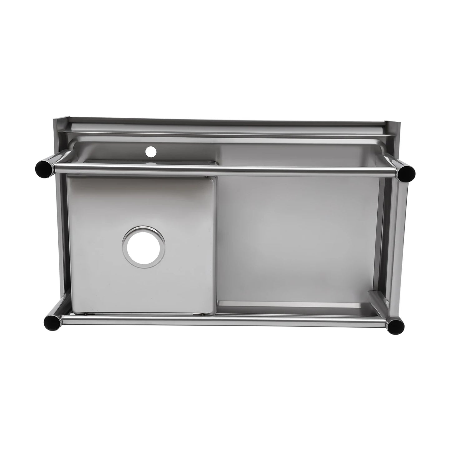 Küchenspüle mit 201 Stauraum, Edelstahlspüle mit Waschbecken, 100 x 60 x 93 cm, freistehendes kommerzielles Küchenspüle aus Edelstahl