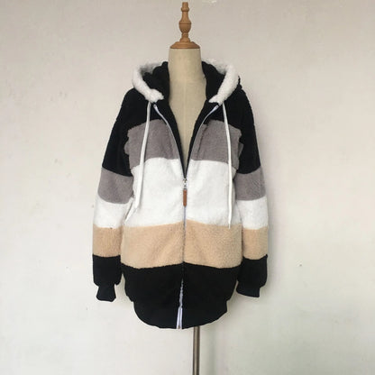 Übergroße Jacke für Frauen 2023 Neue Herbst Winter Warme Plüsch Tasche Mit Kapuze Streetwear Lose Dame Oberbekleidung Mantel Roupas Feminina.