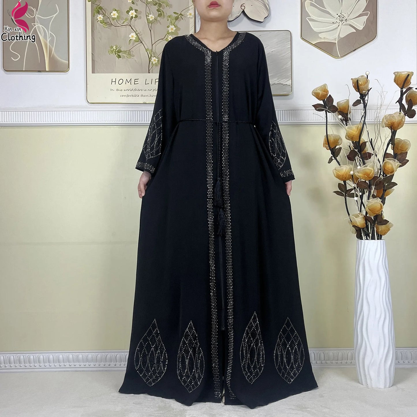 New Muslim Abayas For Women Long Sleeved Dress Dubai Lady Elegant Long Dress Islam Clothing African Abaya Loose Robe With Turban