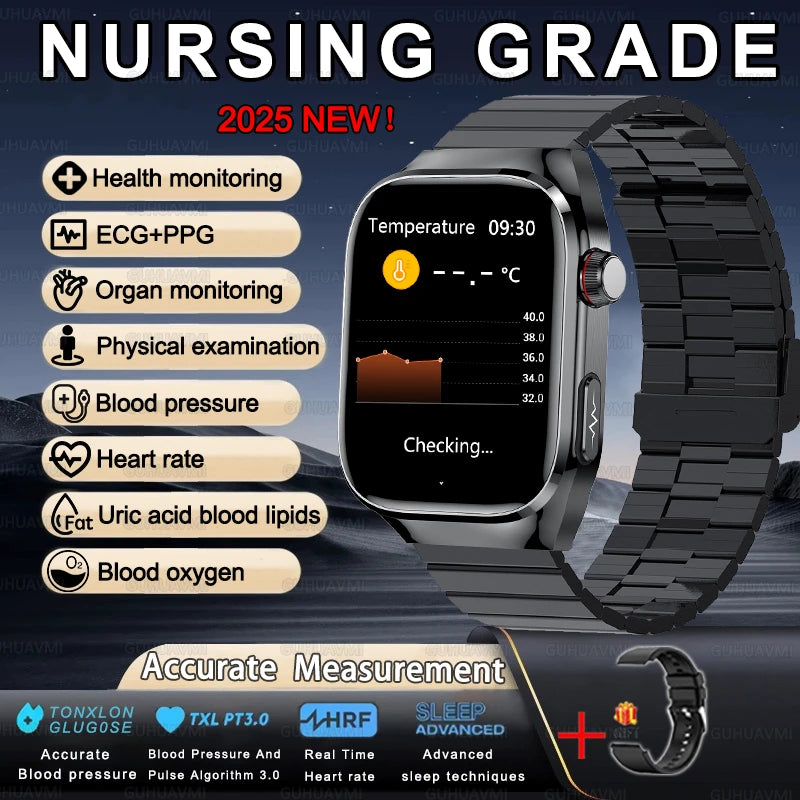 2025 New For XIAOMI Uric acid Blood lipids Smart Watch Men ECG+PPG Blood pressure Blood oxygen Bluetooth Call Health Smartwatchs