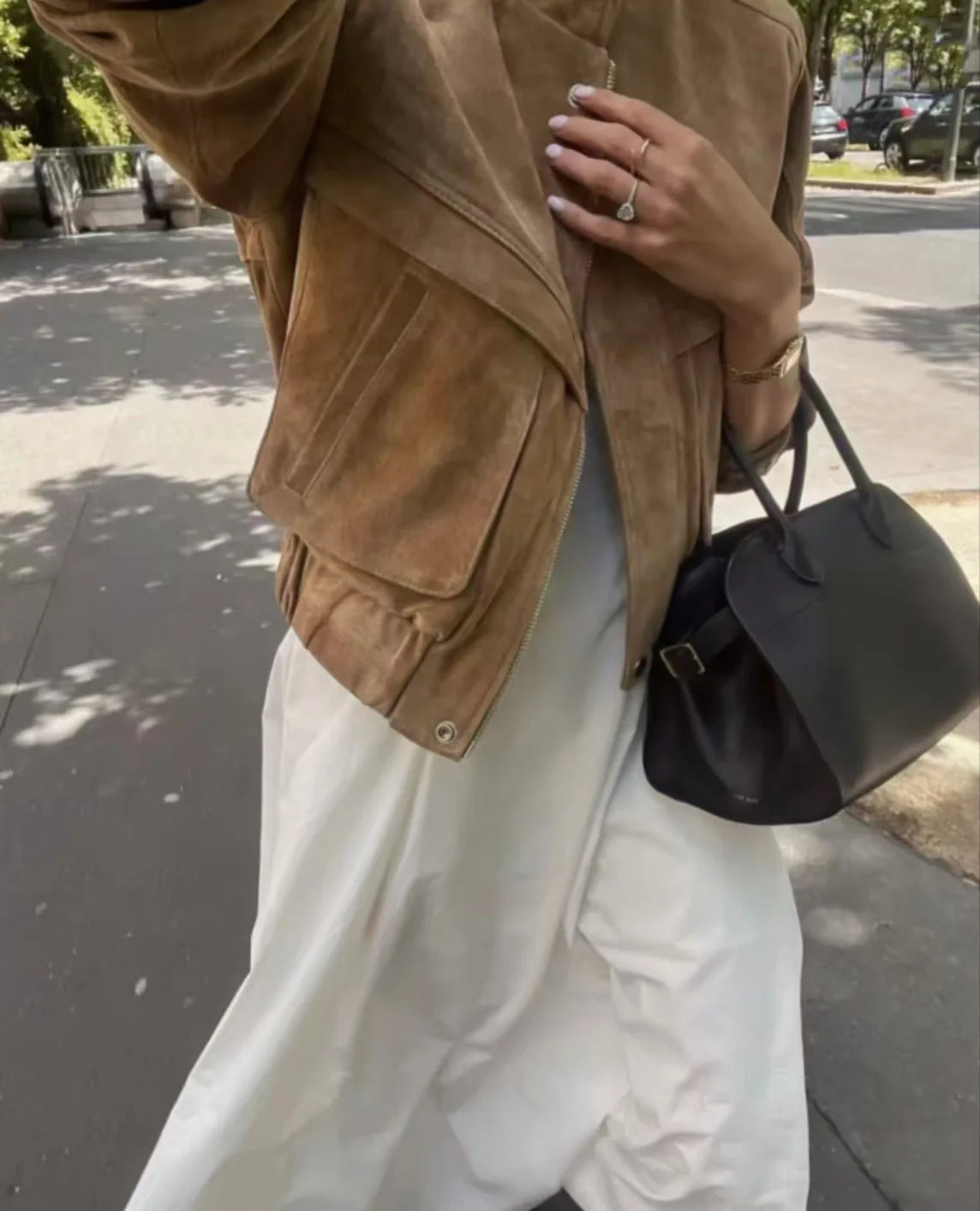 Retro-Jacke, modisch, Frühling und Herbst, lässig, lockere Tasche, langärmelig, trendig, cool, vielseitig, hochwertige Damen-Kurzjacke.