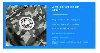 Fan Pants Cold Fishing Pure Cotton Site Welder Camping Ride Climbing Hiking Sports Fan Suit Air-Conditioning Clothes Fan Cooling.