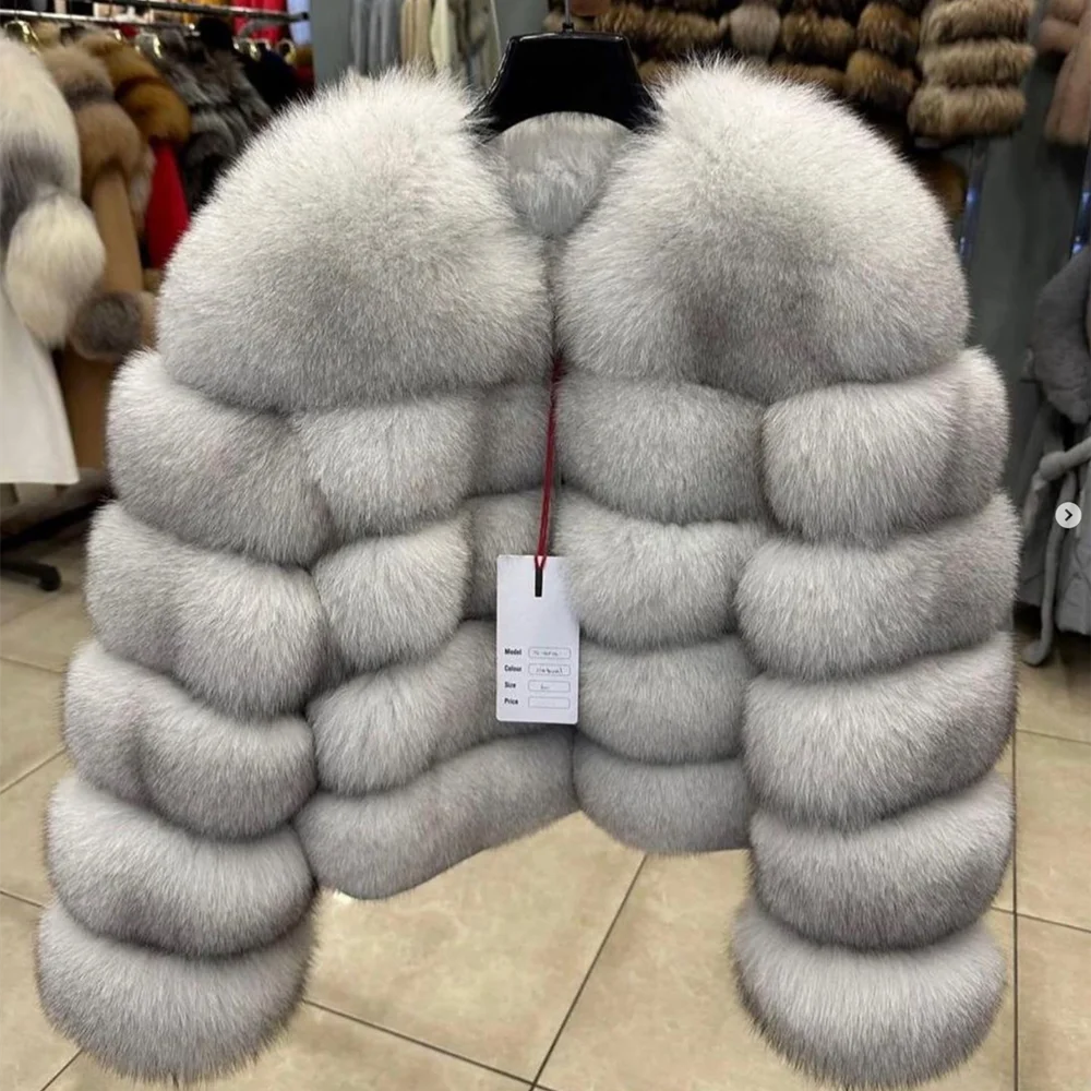 QUEENTINA Fuchspelzmantel Echt Winter Damen Neue Mode Flauschig 2025 Leder und Haut Weiße Kleidung Natürlich Neu in Mäntel und Jacken.