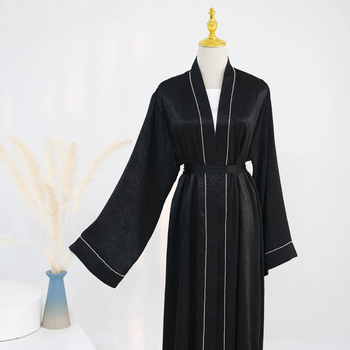 Ramadan Women's Galabiyas Solid Open Kaftan Dubai Abaya Dress Turkey Kimono Long Cardigan Fashion Muslim Islamic Clothing.