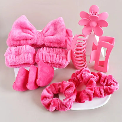 12PCS/SET Ladies multi-color Autumn and winter plush hair accessories set Daily SPA makeup face ultra-practical toiletry set Lad.
