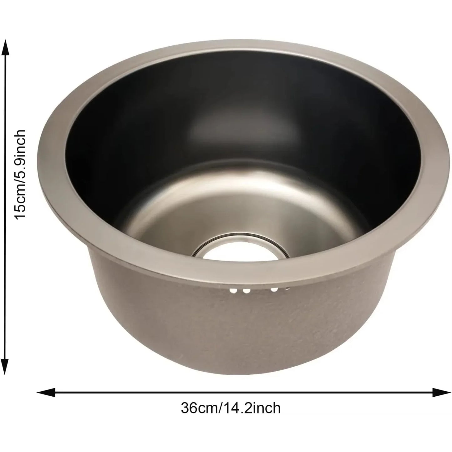 Rundes Waschbecken aus Edelstahl, moderner minimalistischer Stil, Küchen- und Badezimmerwaschbecken, Nano-Beschichtung, Einzelwaschbecken für Zuhause, Restaurants