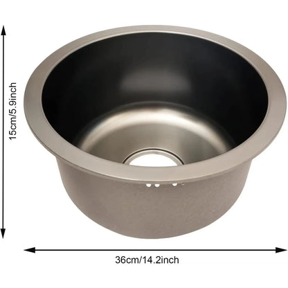 Rundes Waschbecken aus Edelstahl, moderner minimalistischer Stil, Küchen- und Badezimmerwaschbecken, Nano-Beschichtung, Einzelwaschbecken für Zuhause, Restaurants