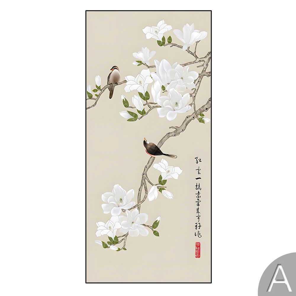 Chinese Simple Ink Art Canvas Poster Flower And Bird Wall Painting Prints Pictures Bedroom Corridor Living Room Decoration Mural.