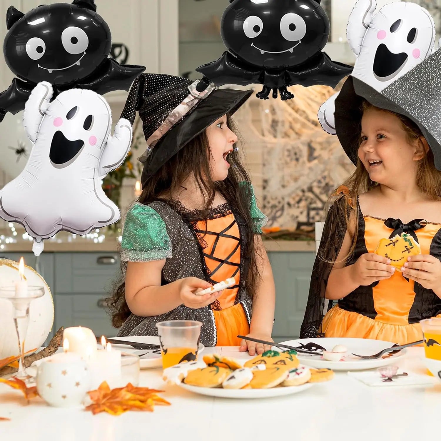 Halloween Geisterballons Set Rosa BOO Geisterfledermaus Folienballon für Halloween-Themenparty-Dekorationszubehör.