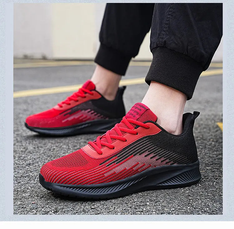 Summer Hot Sale Red Mesh Men Running Sneakers Big Size 47 Light Breathable Women Training Shoes Non-slip Sport Shoes for Man.
