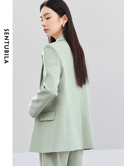 SENTUBILA 3 Piece Blazer Pant Suit Sets Women 2025 Autumn Suit Jacket Waistcoat Dress Pant Office Outfit Matching Set 141Z53565.