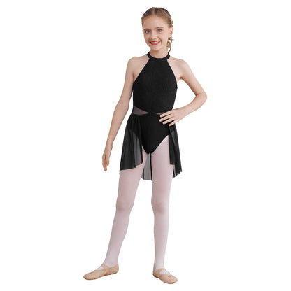 Mädchen Ballett Gymnastik Trikot lyrischen Tanz kleid ärmellose florale Spitze Tutu Tanz kleidung für Eiskunstlauf Bühnen performance