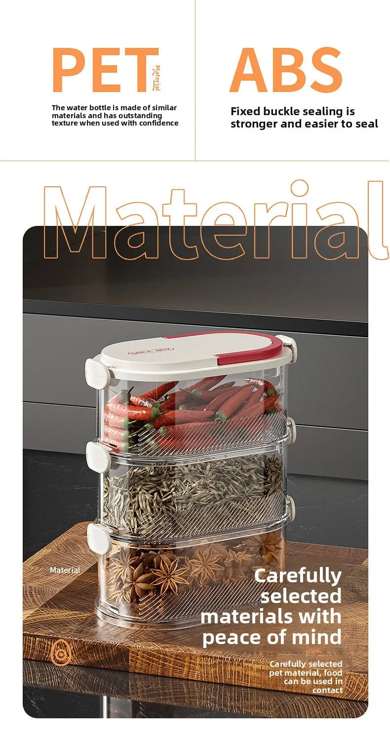 Portable Storage Box Onion Ginger and Garlic Seasoning Jar Can Be Stacked Sealed Storage Jar Packaging Fresh-keeping Box.