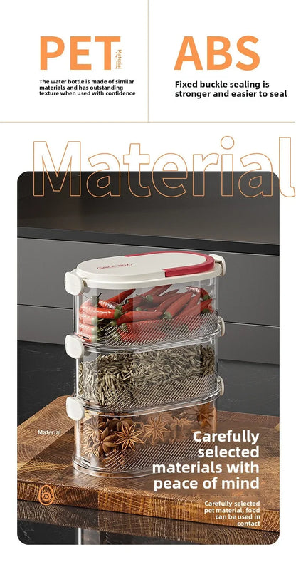 Portable Storage Box Onion Ginger and Garlic Seasoning Jar Can Be Stacked Sealed Storage Jar Packaging Fresh-keeping Box.