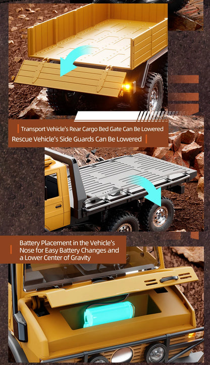 C8823 6WD RC Car 1/18 Off-road Remote Control Vehicle 2.4G High Speed Climbing Transport Rescue Crawler Model Toys for Children